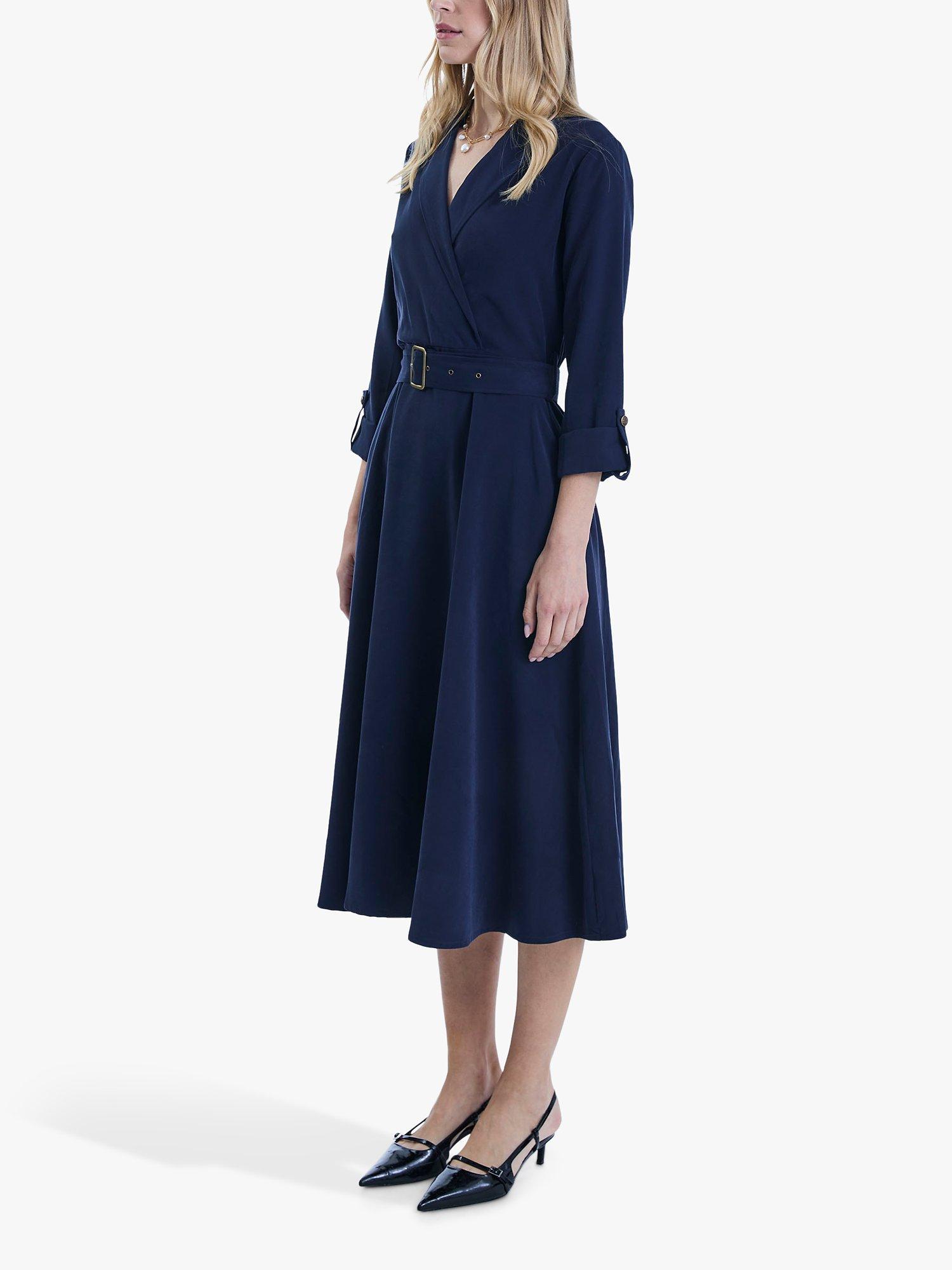 Product image 4 of 6, which shows James Lakeland Belted Suit Midi Dress, Navy, 8