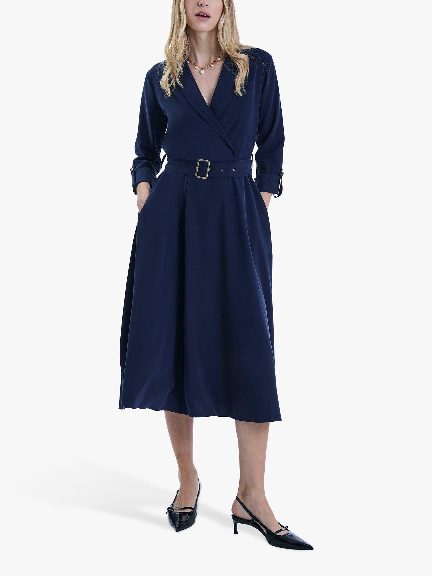 Product image 5 of 6, which shows James Lakeland Belted Suit Midi Dress, Navy, 8