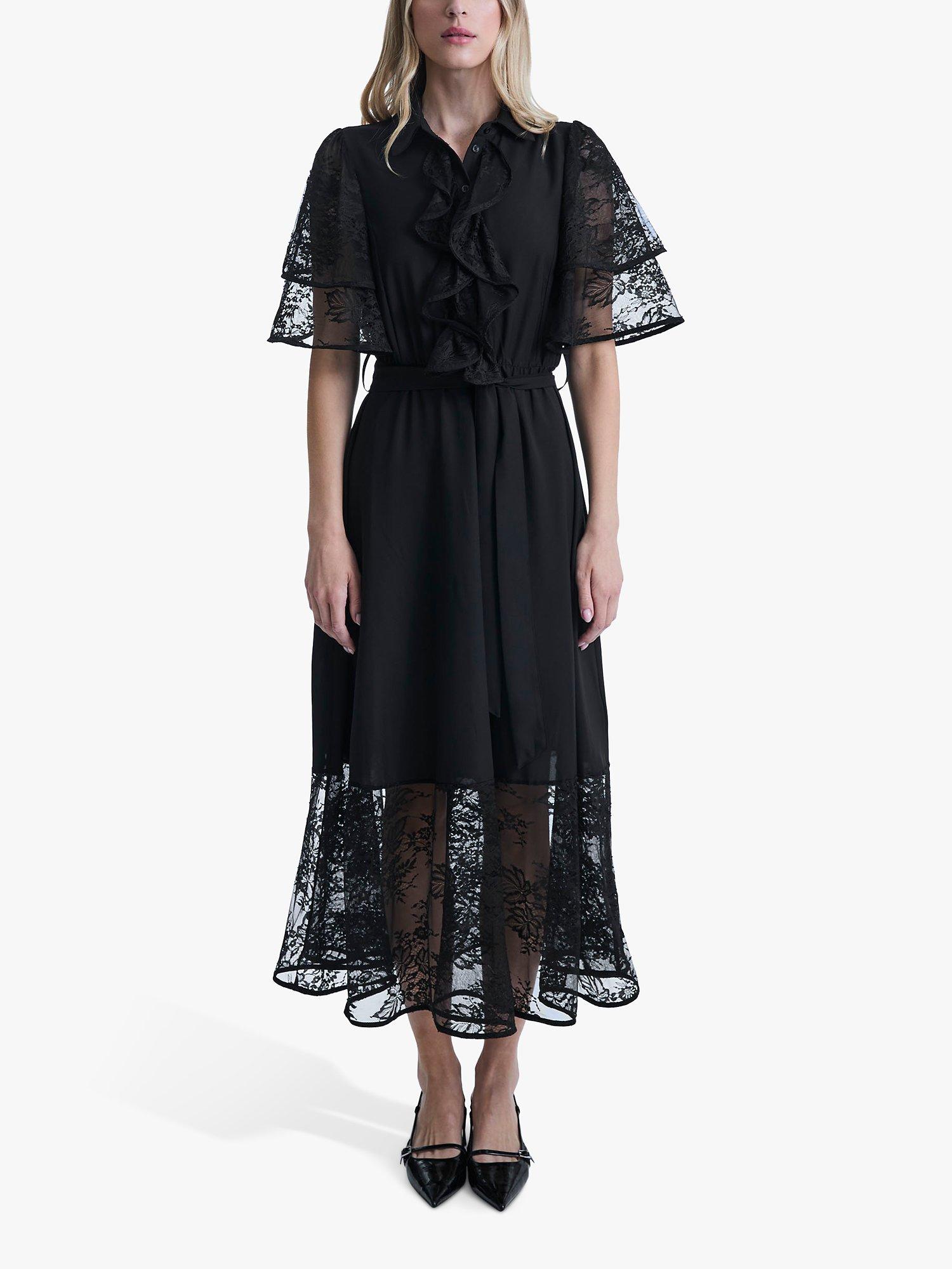 Product image 1 of 6, which shows James Lakeland Front Ruffle Midi Dress, Black, 8