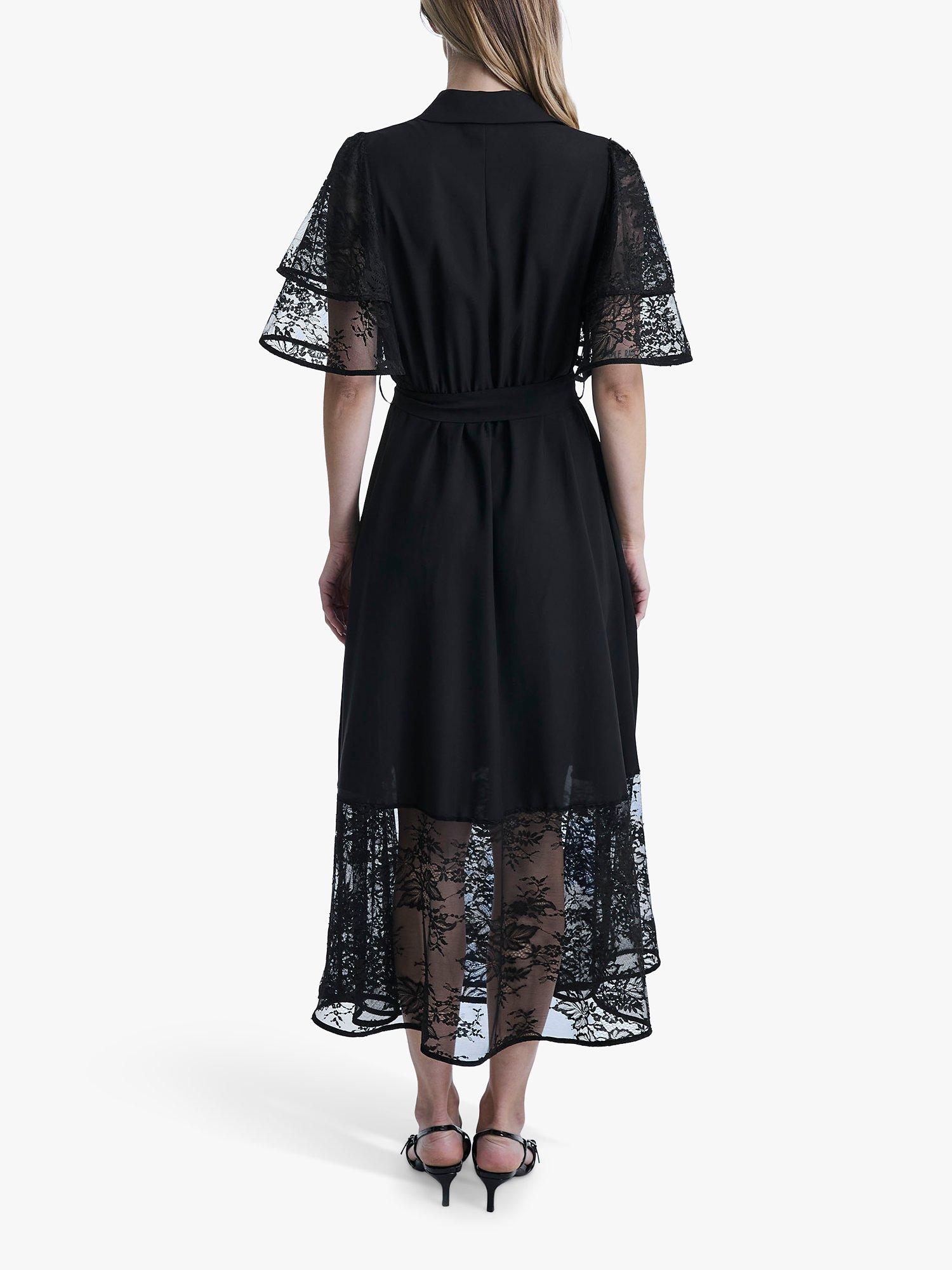 Product image 2 of 6, which shows James Lakeland Front Ruffle Midi Dress, Black, 8