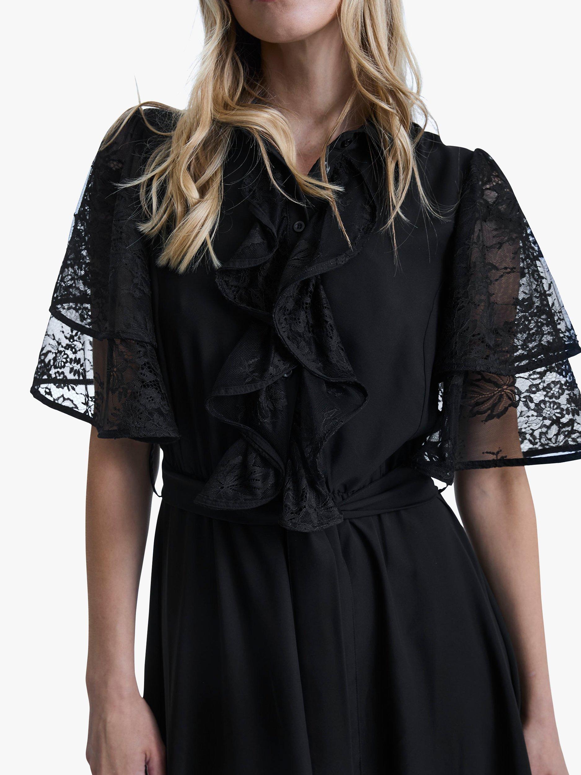 Product image 3 of 6, which shows James Lakeland Front Ruffle Midi Dress, Black, 8