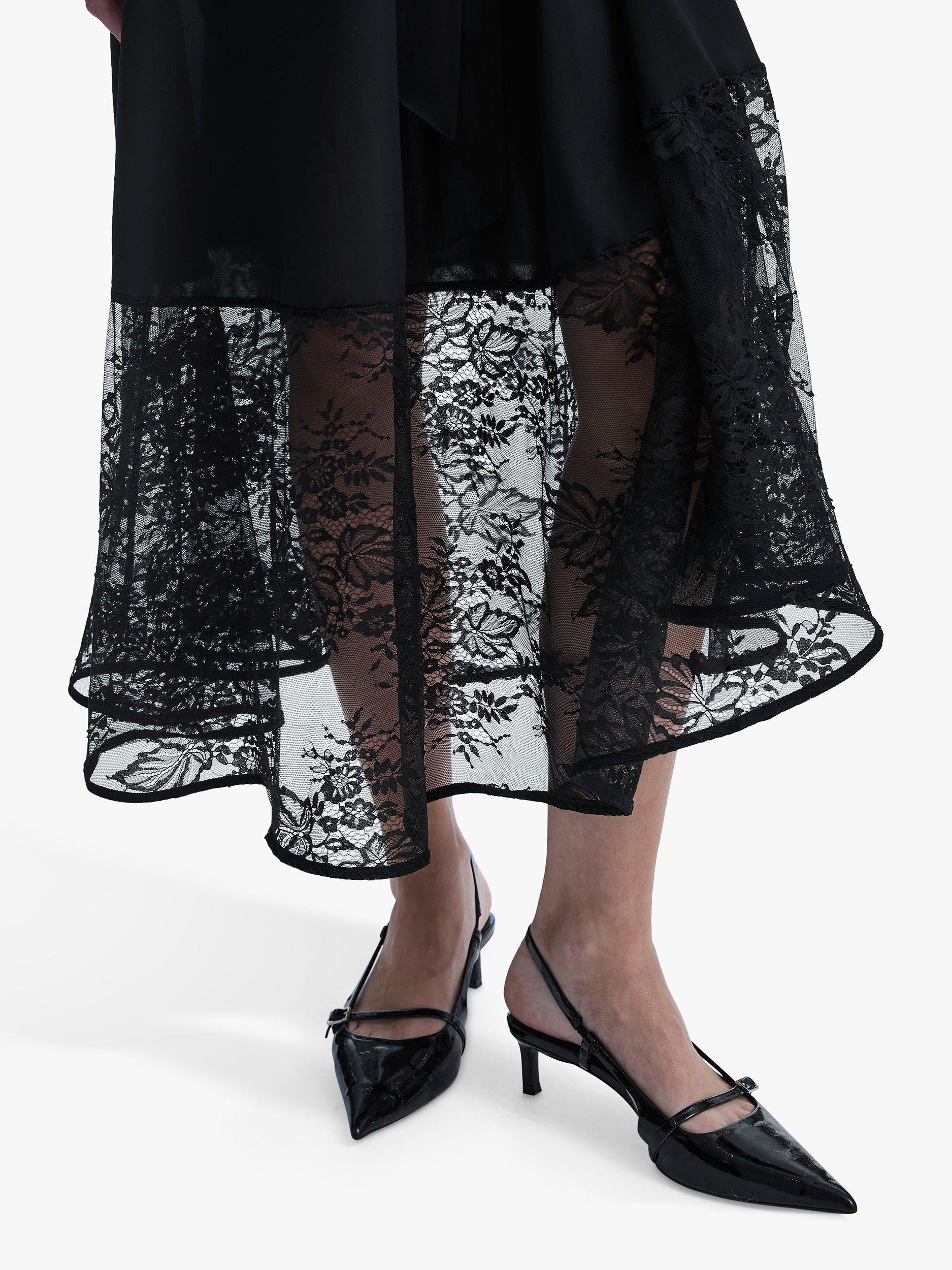 Product image 4 of 6, which shows James Lakeland Front Ruffle Midi Dress, Black, 8