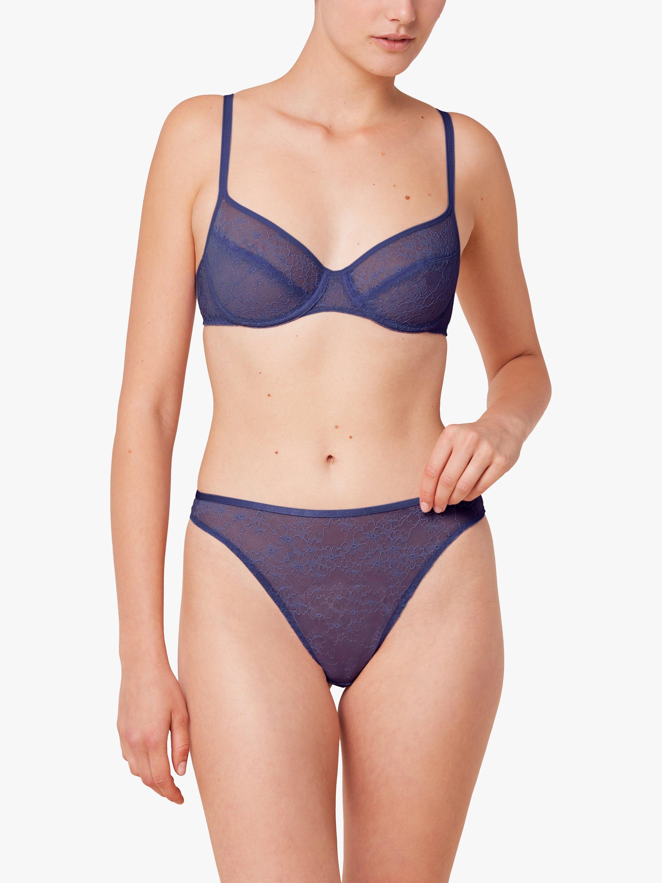Product image 4 of 5, which shows Triumph Bright Spotlight Textured Floral Underwired Bra, Cool Water, 32B