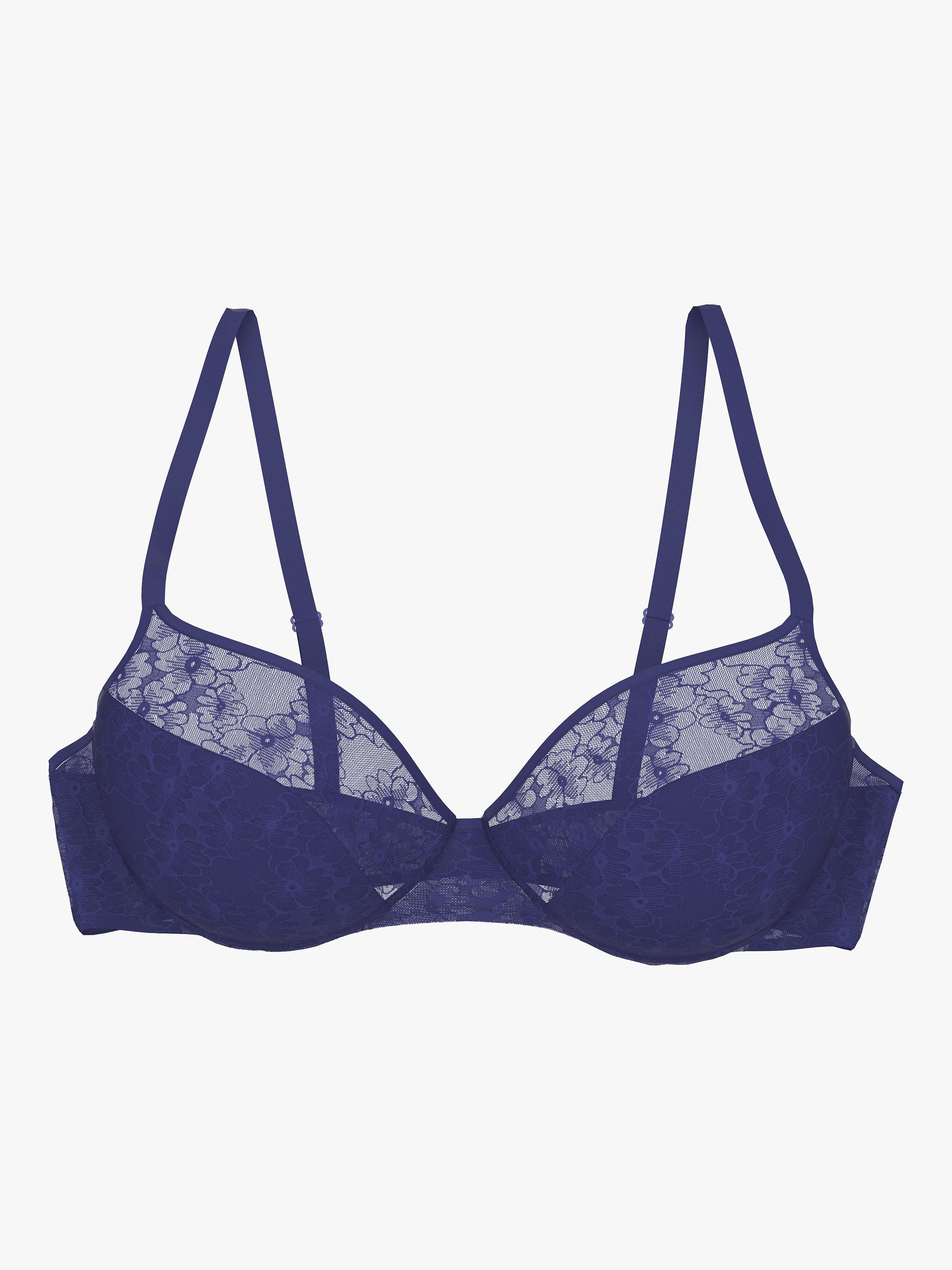 Product image 5 of 5, which shows Triumph Bright Spotlight Textured Floral Underwired Bra, Cool Water, 32B