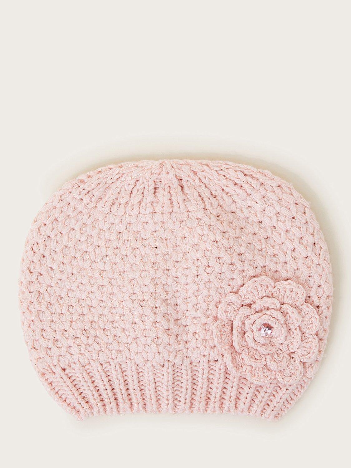 Monsoon Kids' Flower Knitted Beanie, Pink