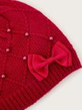 Monsoon Kids' Pearly Knit Beanie Hat, Red