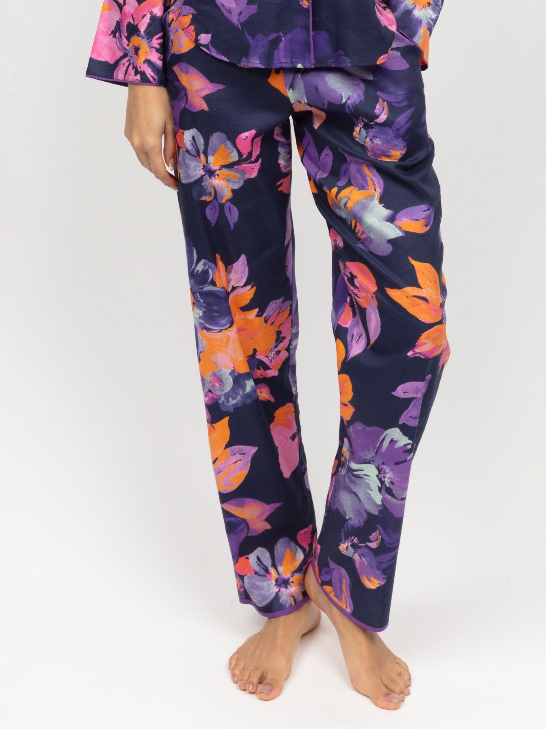 Product image 2 of 4, which shows Cyberjammies Edie Floral Pyjama Bottoms, Navy, 6