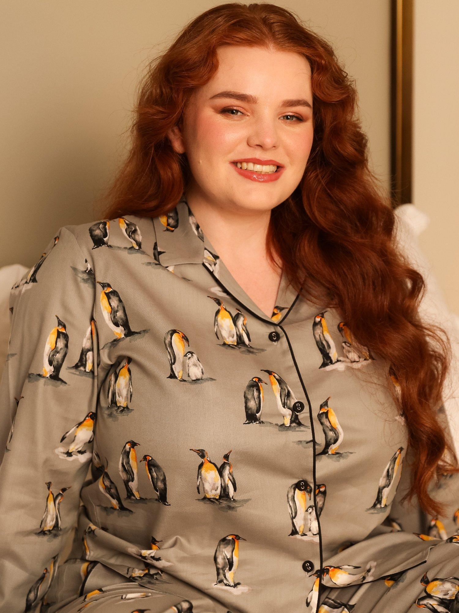 Product image 1 of 4, which shows Cyberjammies Parker Penguin Pyjama Top, Grey, 6