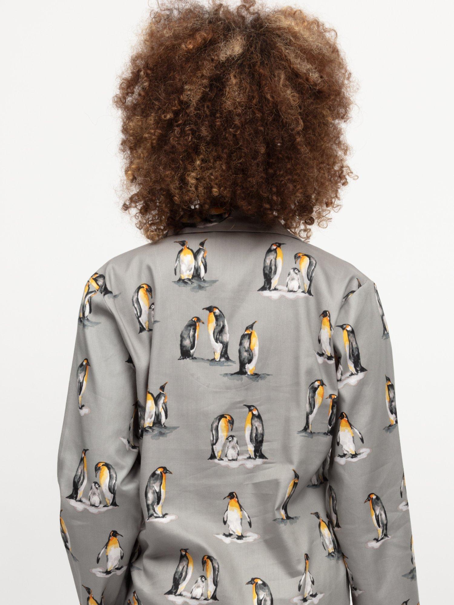Product image 3 of 4, which shows Cyberjammies Parker Penguin Pyjama Top, Grey, 6