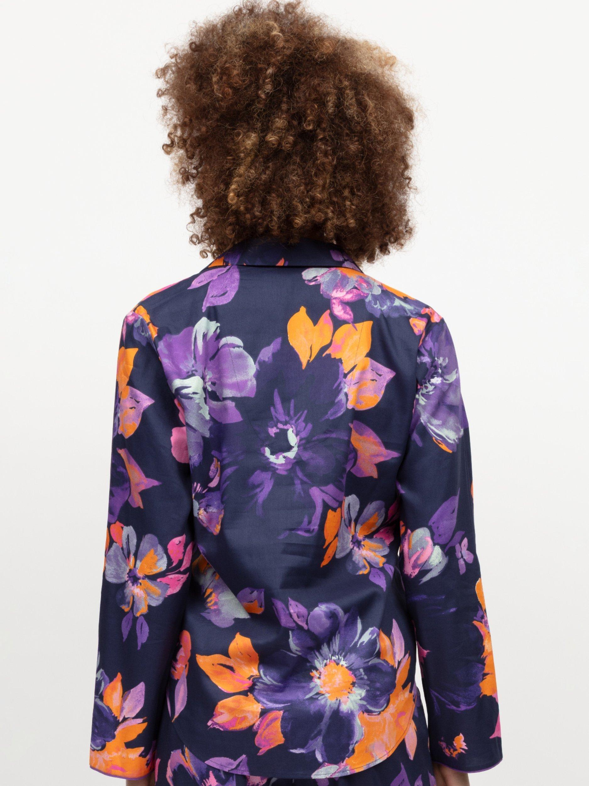 Product image 3 of 4, which shows Cyberjammies Edie Floral Long Sleeve Pyjama Top, Navy, 8