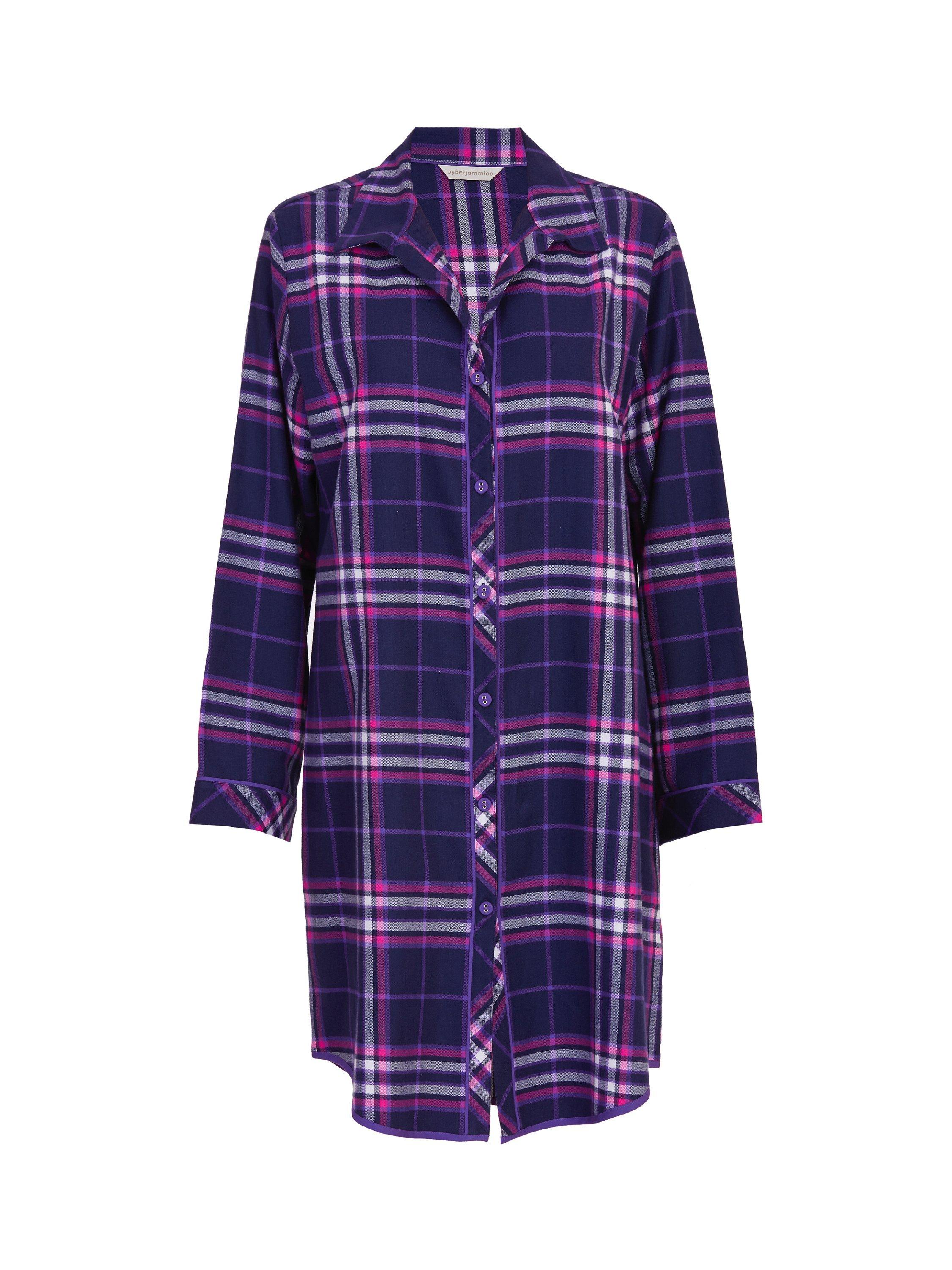 Product image 4 of 4, which shows Cyberjammies Edie Check Nightshirt, Navy, 6