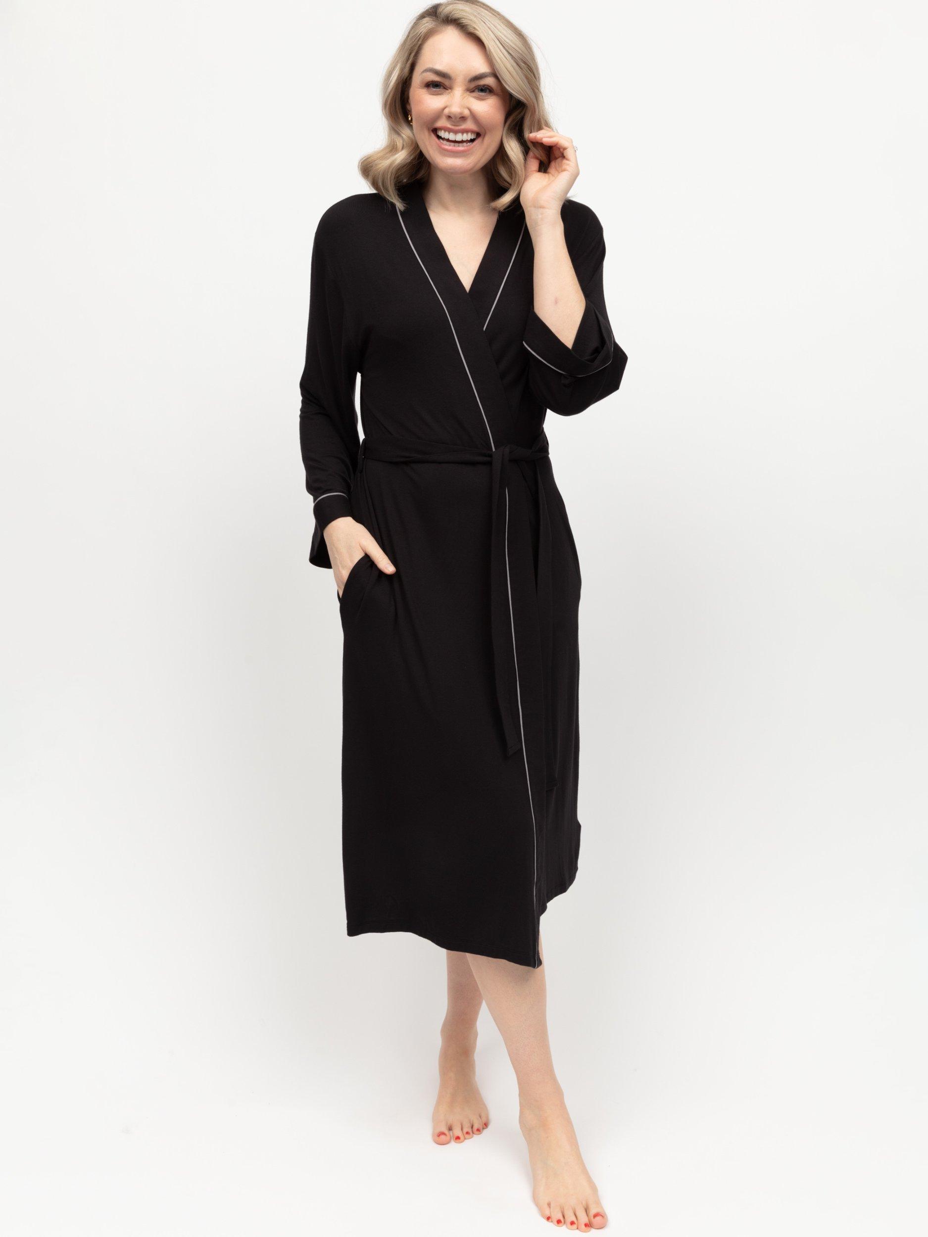 Product image 2 of 4, which shows Cyberjammies Jersey Long Dressing Gown, Black, 6