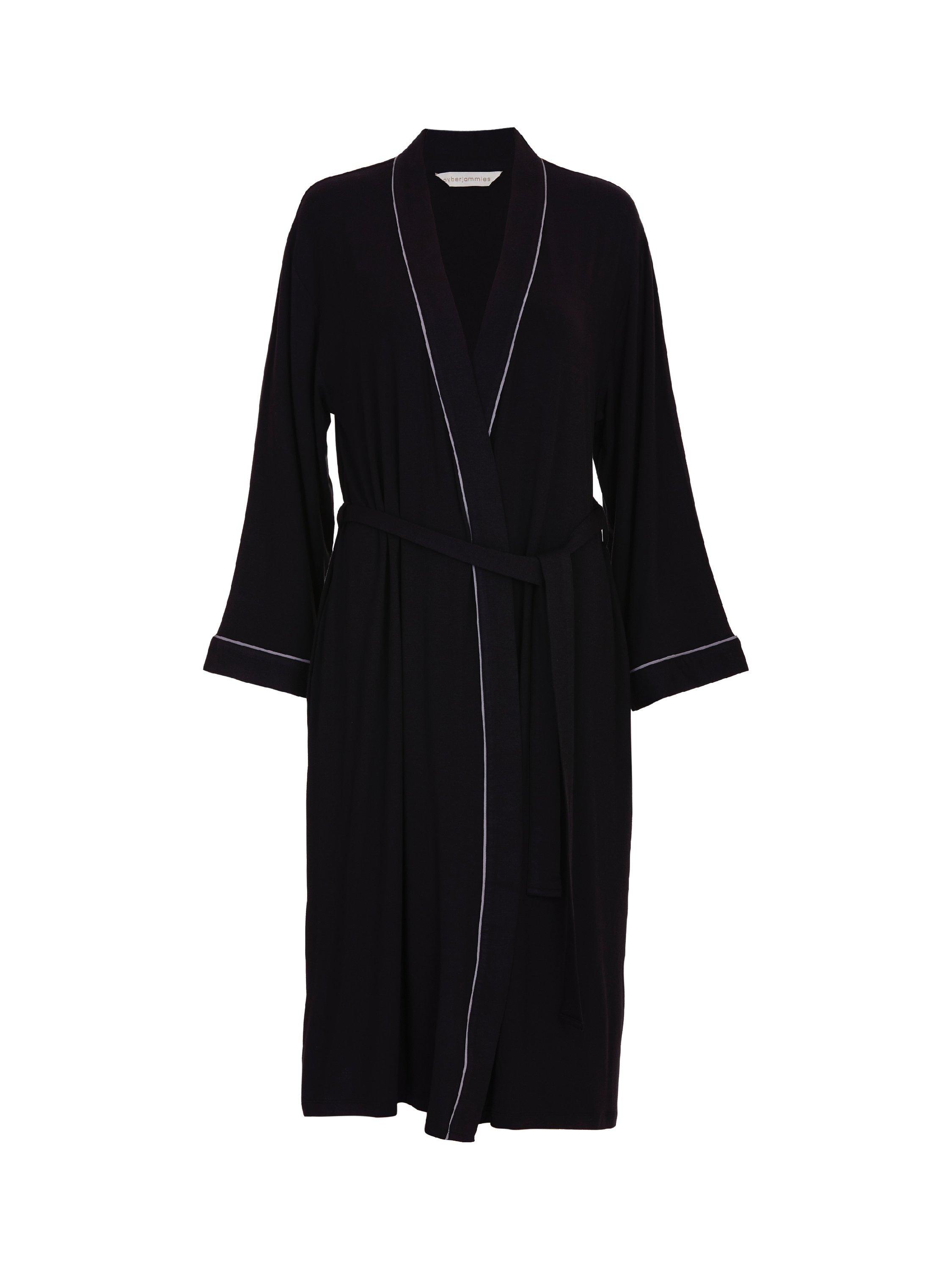 Product image 4 of 4, which shows Cyberjammies Jersey Long Dressing Gown, Black, 6