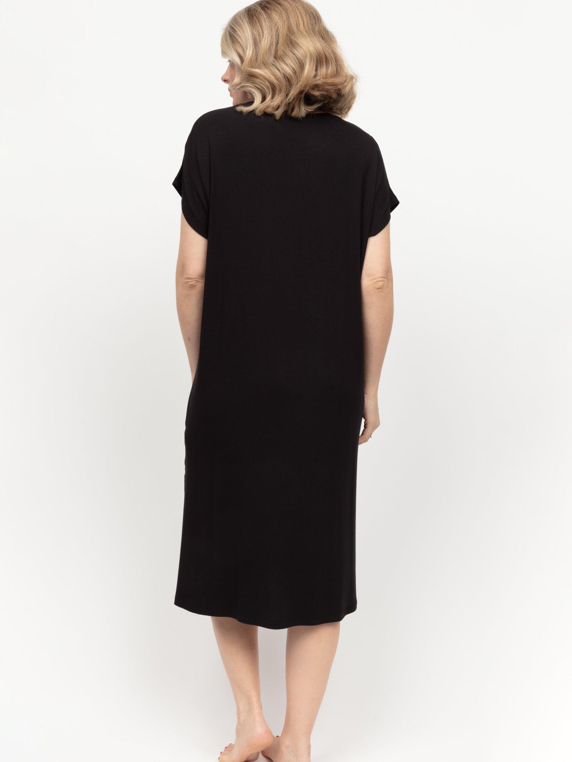 Product image 3 of 4, which shows Cyberjammies Jersey Cap Sleeve Nightdress, Black, 6