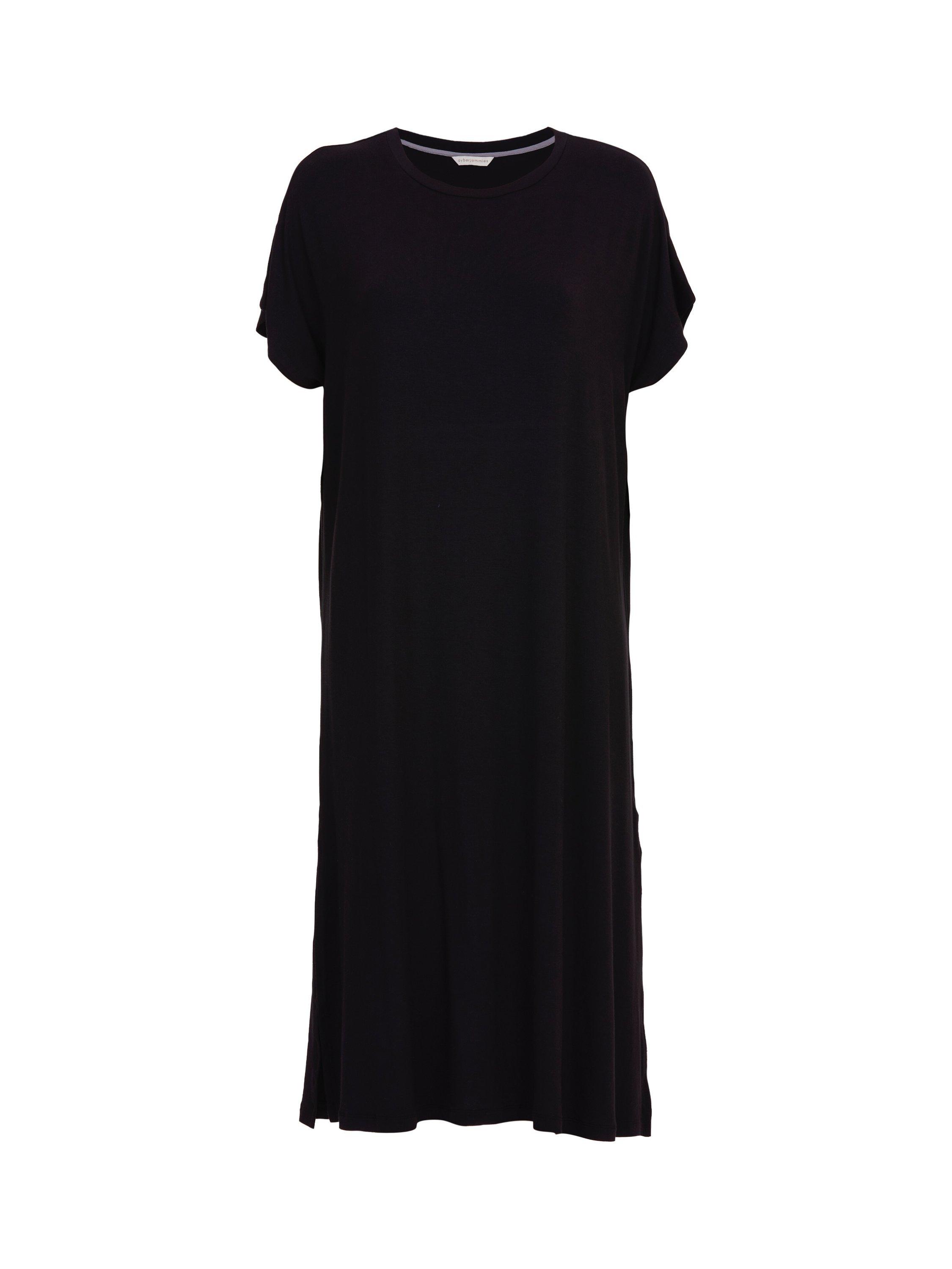 Product image 4 of 4, which shows Cyberjammies Jersey Cap Sleeve Nightdress, Black, 6