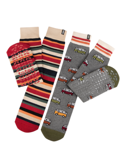totes Men's Original Slipper Socks, Pack of 2, Grey/Multi