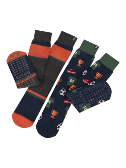 totes Men's Original Slipper Socks, Pack of 2, Green/Multi