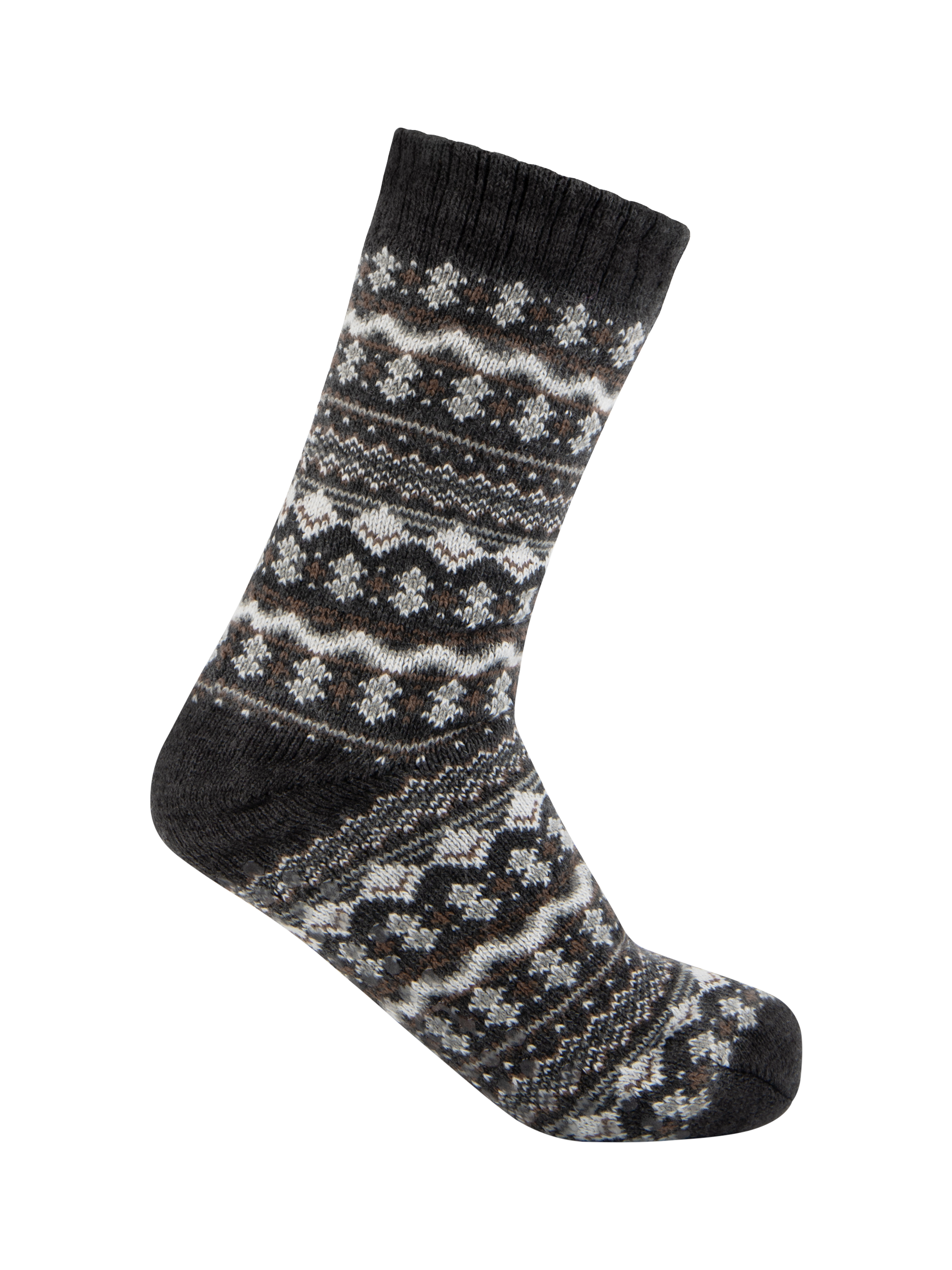 Product image 3 of 5, which shows totes Men's Sherpa Lined Fair Isle Slipper Socks, Multi