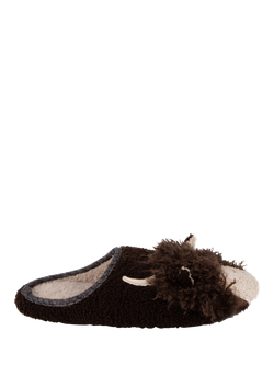 totes Highland Cow Mule Slippers, Brown, Brown