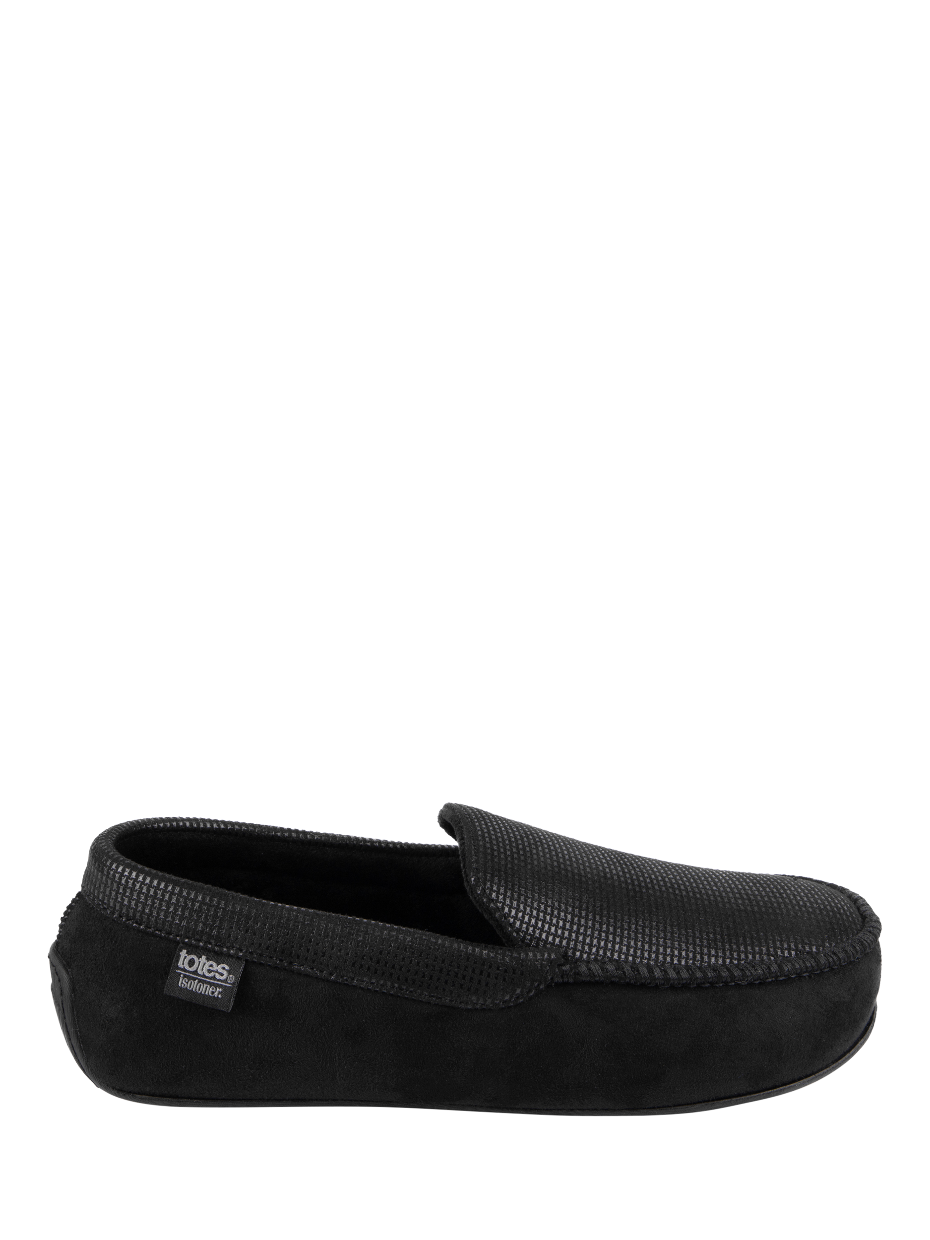 totes Isotoner Men s Square Pattern Smart Moccasin Slippers Black