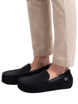 totes Isotoner Men's Square Pattern Smart Moccasin Slippers - view 2, Black