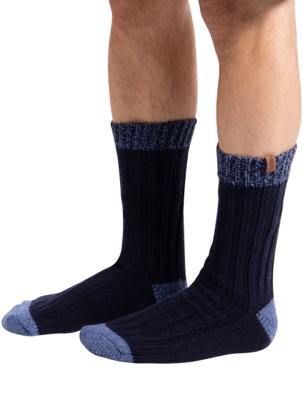 totes Chunky Wool Blend Thermal Socks, Pack of 2, Navy/Grey - view 2, Navy/Grey