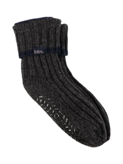 totes Chunky Crop Slipper Socks, Grey, Grey