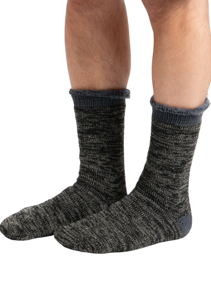 totes Men's 3 TOG Brushed Thermal Lined Socks, Pack of 2, Black/Grey - view 2, Black/Grey