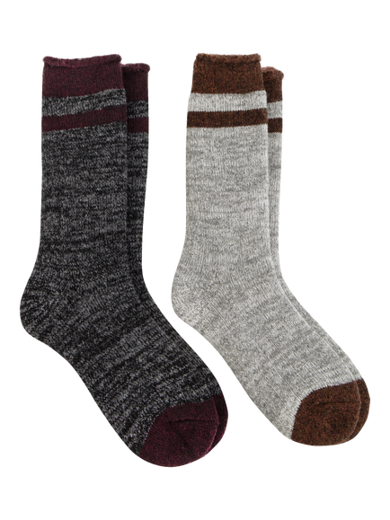 totes Mens Alpaca Blend Ankle Socks, Pack of 2, Multi, Multi