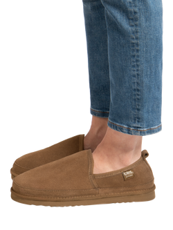 totes Isotoner Men's Real Suede Full Back Slippers , Tan - view 2, Tan
