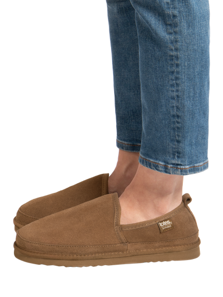 totes Isotoner Men's Real Suede Full Back Slippers , Tan - view 2, Tan