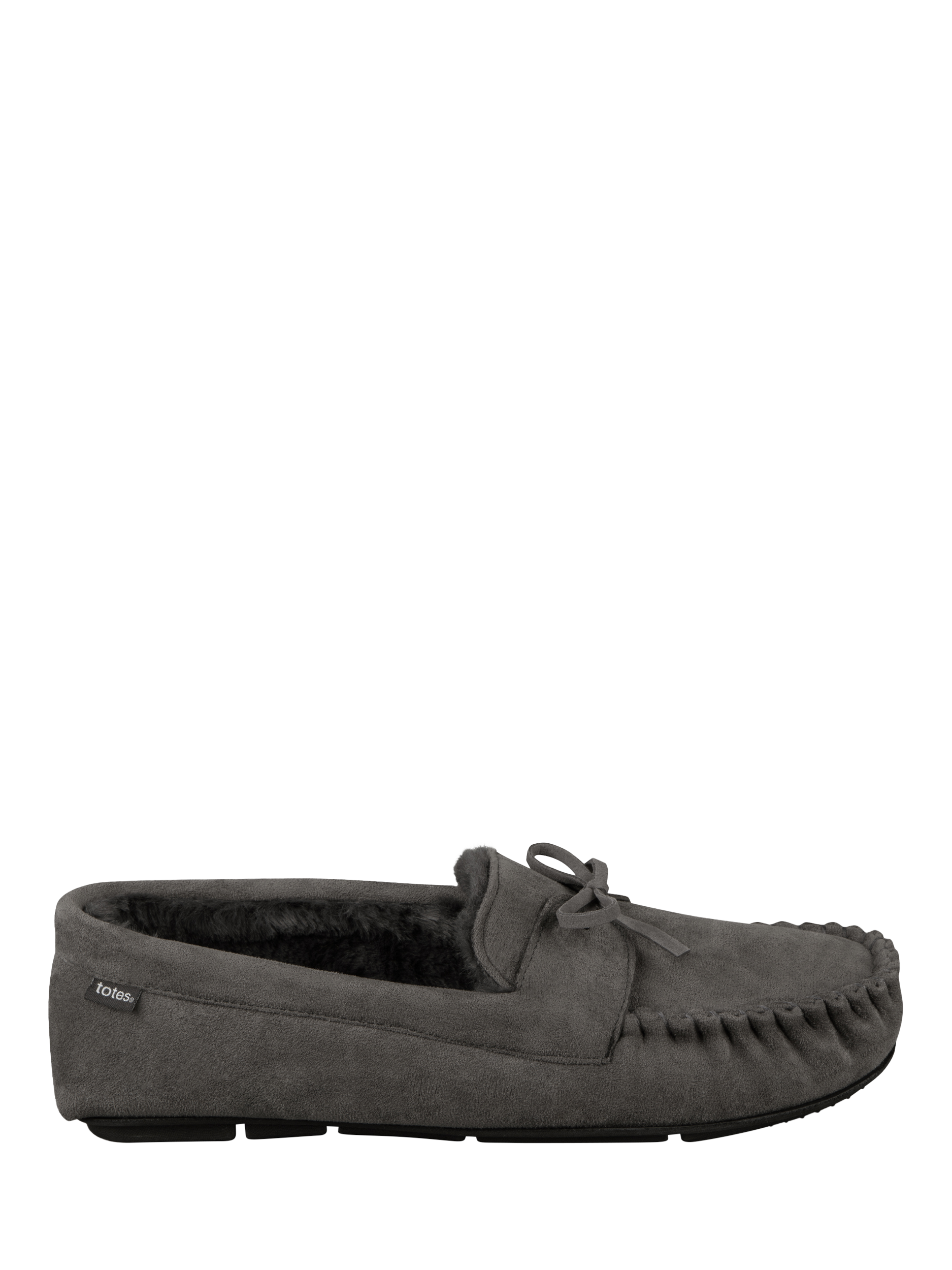 Product image 1 of 8, which shows totes Suede Moc Slippers, Grey, S