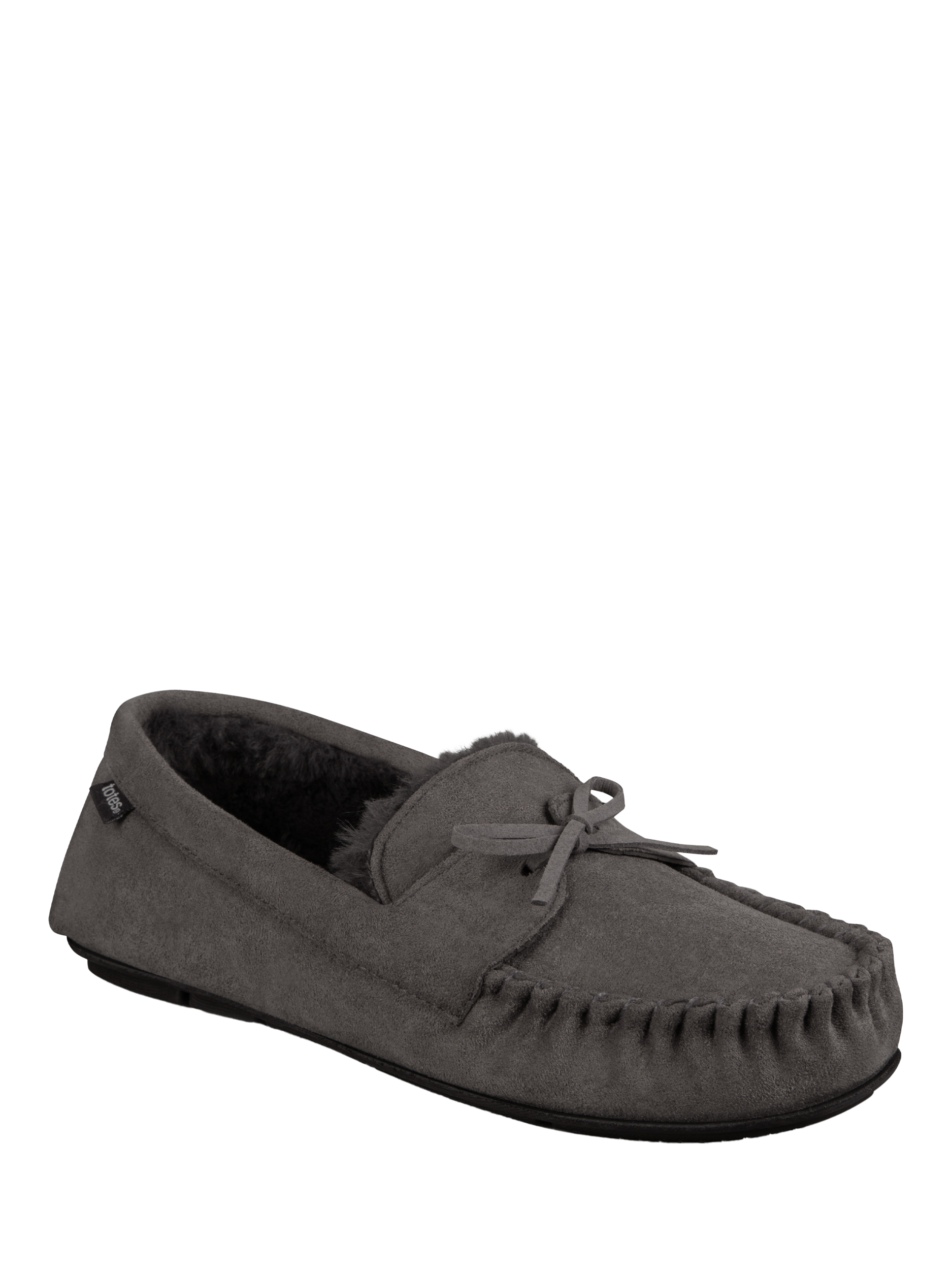 Product image 4 of 8, which shows totes Suede Moc Slippers, Grey, S