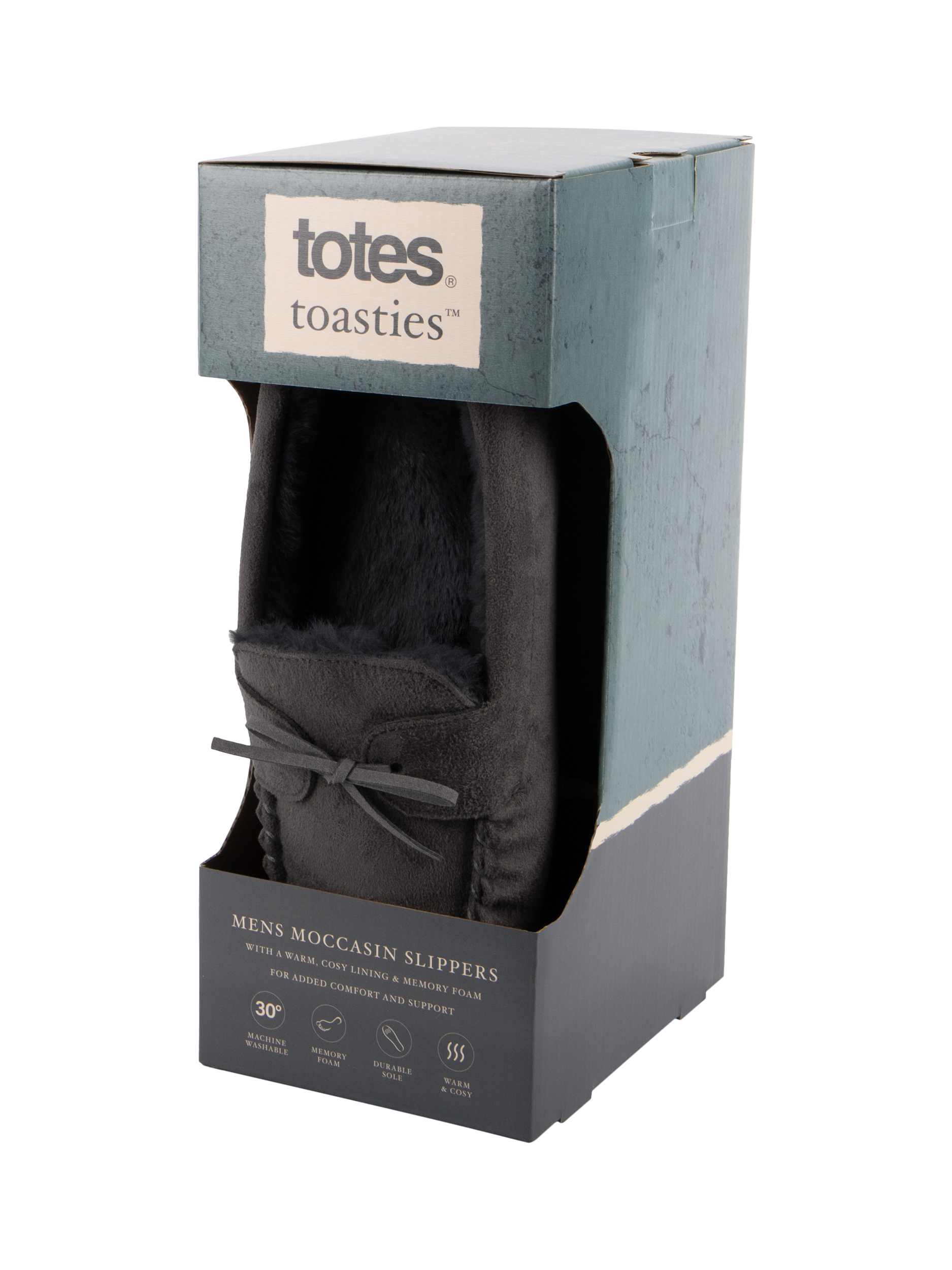 Product image 7 of 8, which shows totes Suede Moc Slippers, Grey, S