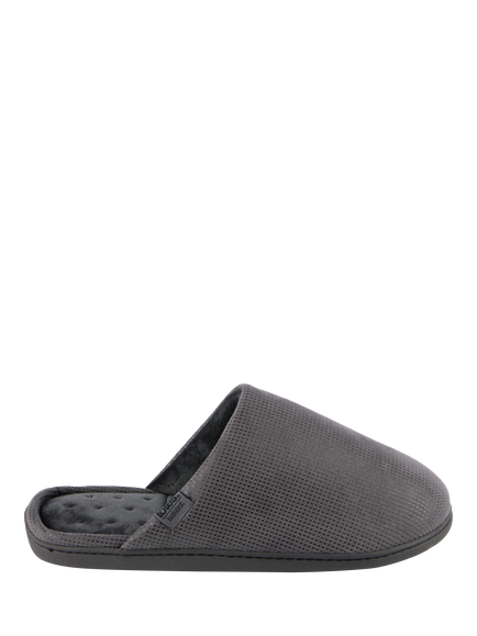 totes Isotoner Men's Square Pattern Smart Mule Slippers, Grey, Grey