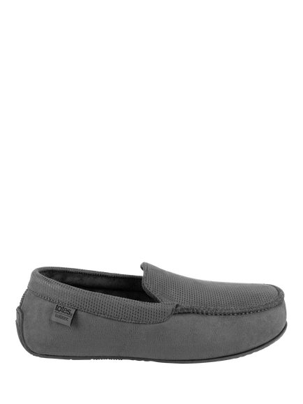 totes Isotoner Men's Square Pattern Smart Moccasin Slippers, Grey