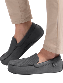 totes Isotoner Men's Square Pattern Smart Moccasin Slippers - view 2, Grey