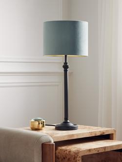 John Lewis Matt Velvet Drum Lampshade - view 2, Light Blue