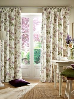 Laura Ashley Gosford Pair Lined Pencil Pleat Curtains, Grape - view 2, Grape