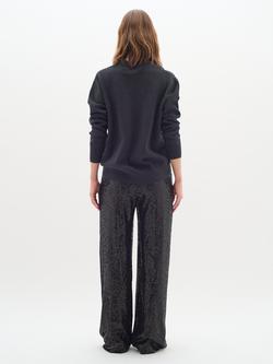 InWear Foster V-Neck Cotton Jumper - view 2, Dark Grey Melange