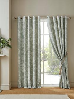 Laura Ashley LLoyd Pair Lined Eyelet Curtains - view 2, Sage