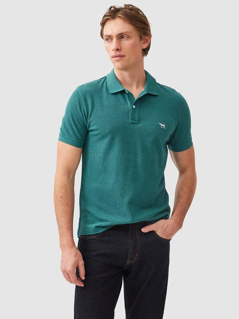 Product image 1 of 5, which shows Rodd & Gunn The Gunn Cotton Slim Fit Short Sleeve Polo Shirt, Jungle, XS