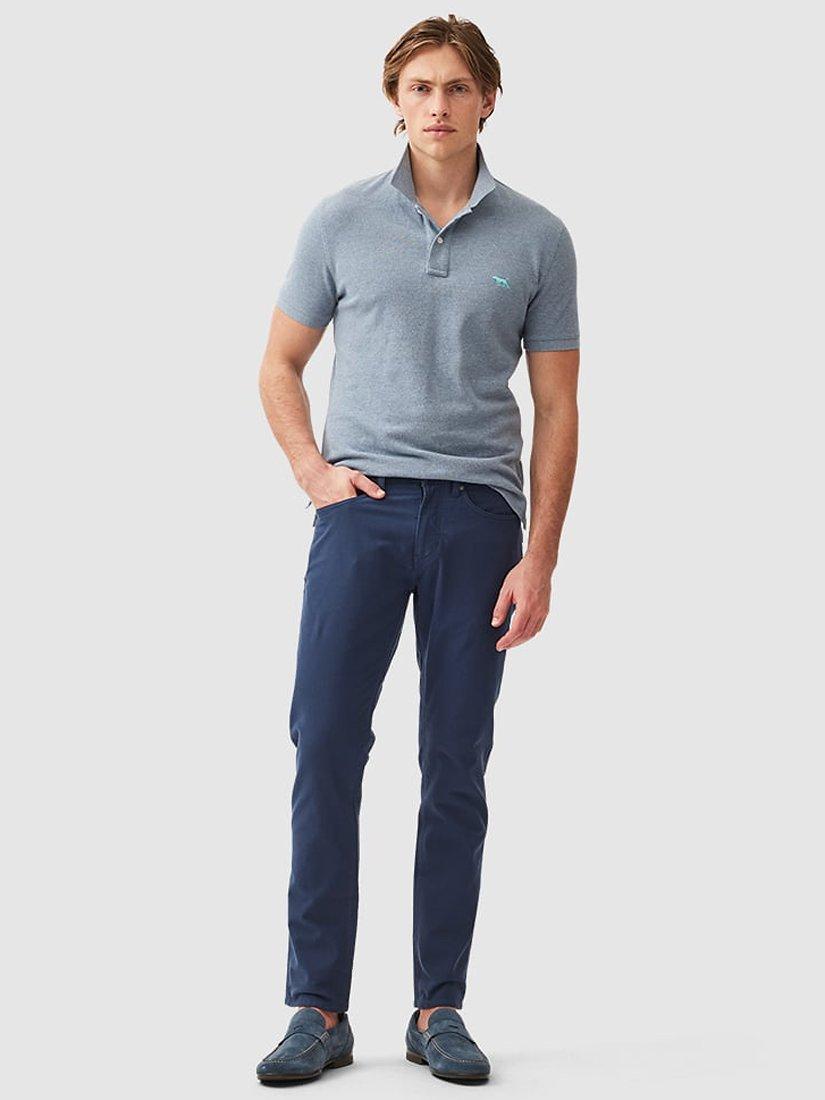 Product image 2 of 5, which shows Rodd & Gunn The Gunn Cotton Slim Fit Short Sleeve Polo Shirt, Steel Blue, XS