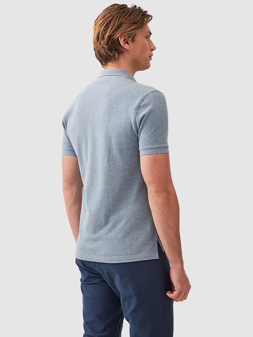 Product image 3 of 5, which shows Rodd & Gunn The Gunn Cotton Slim Fit Short Sleeve Polo Shirt, Steel Blue, XS