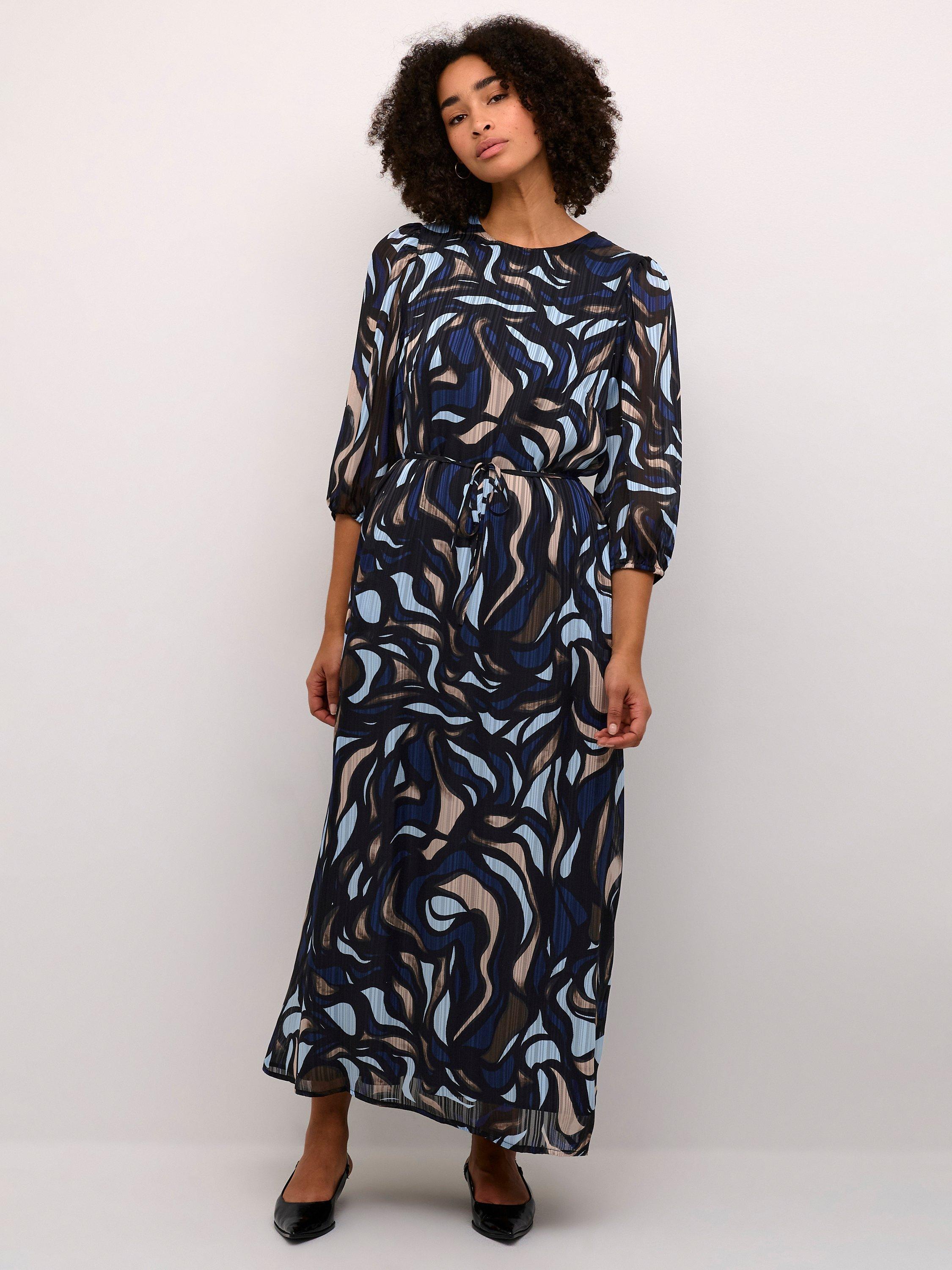 Product image 1 of 5, which shows KAFFE Margo Maxi Dress, Blue/Multi, 10