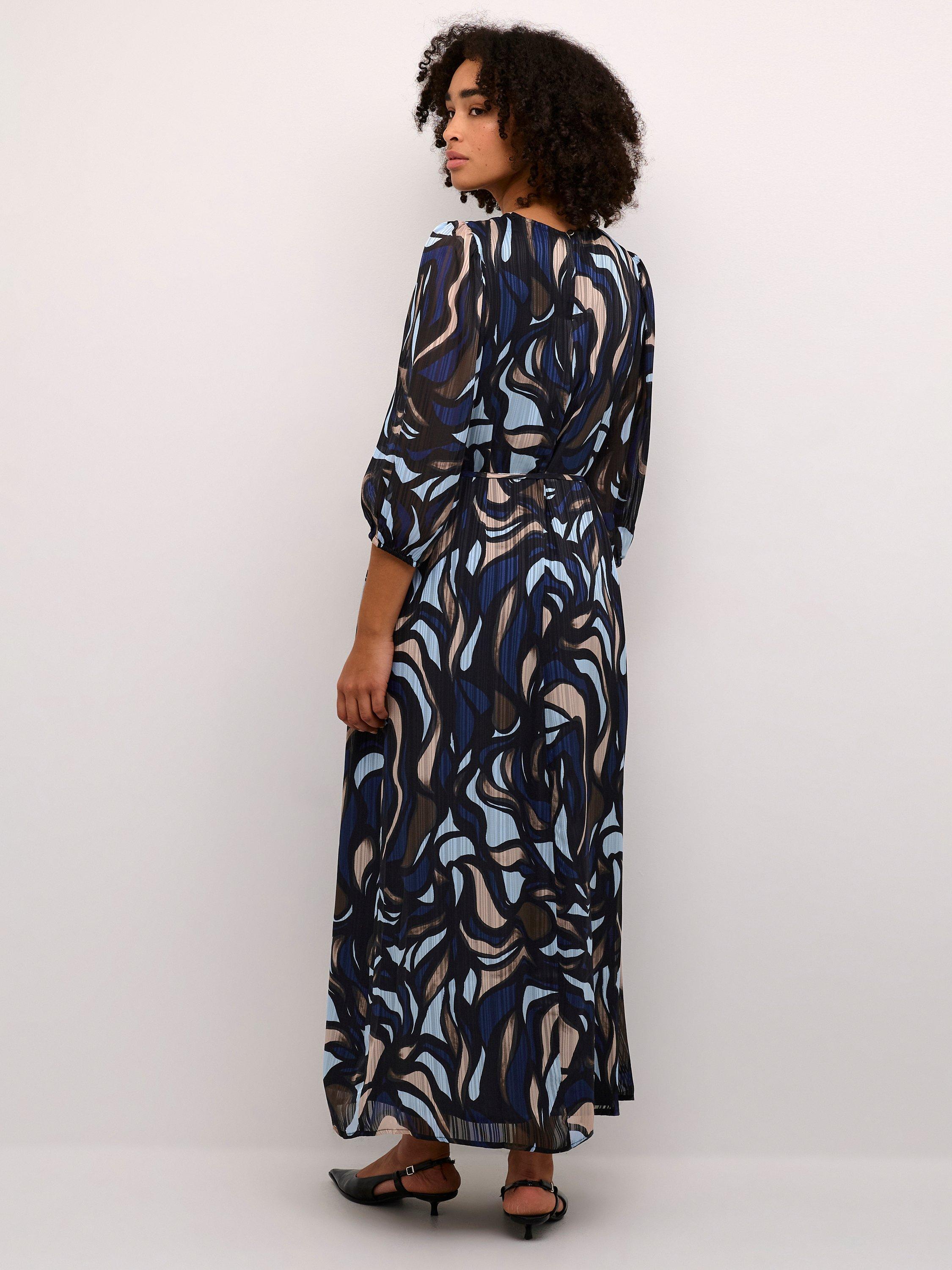 Product image 2 of 5, which shows KAFFE Margo Maxi Dress, Blue/Multi, 10