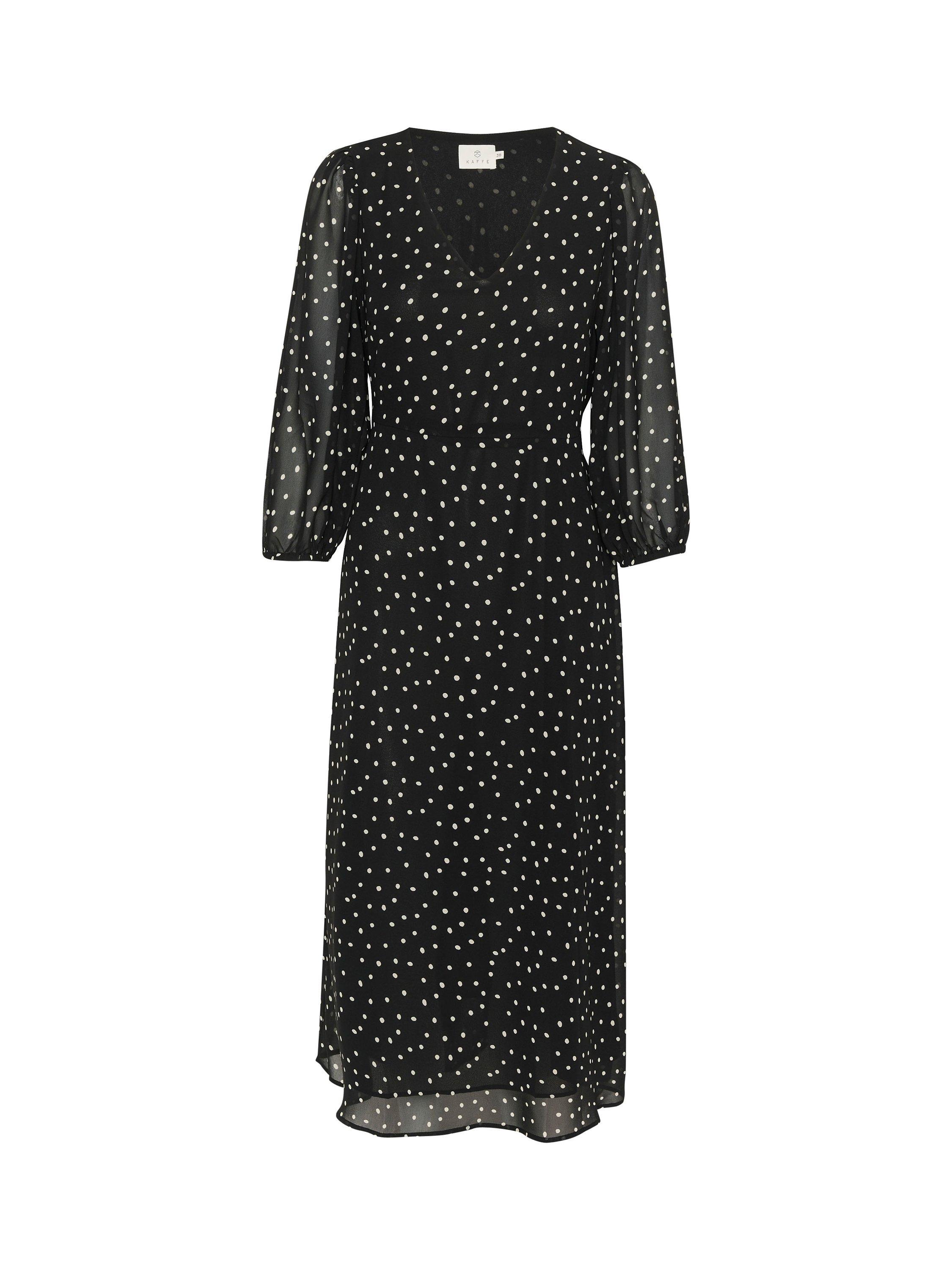 Product image 4 of 5, which shows KAFFE Sally V-Neck Dress, Black/White, 12