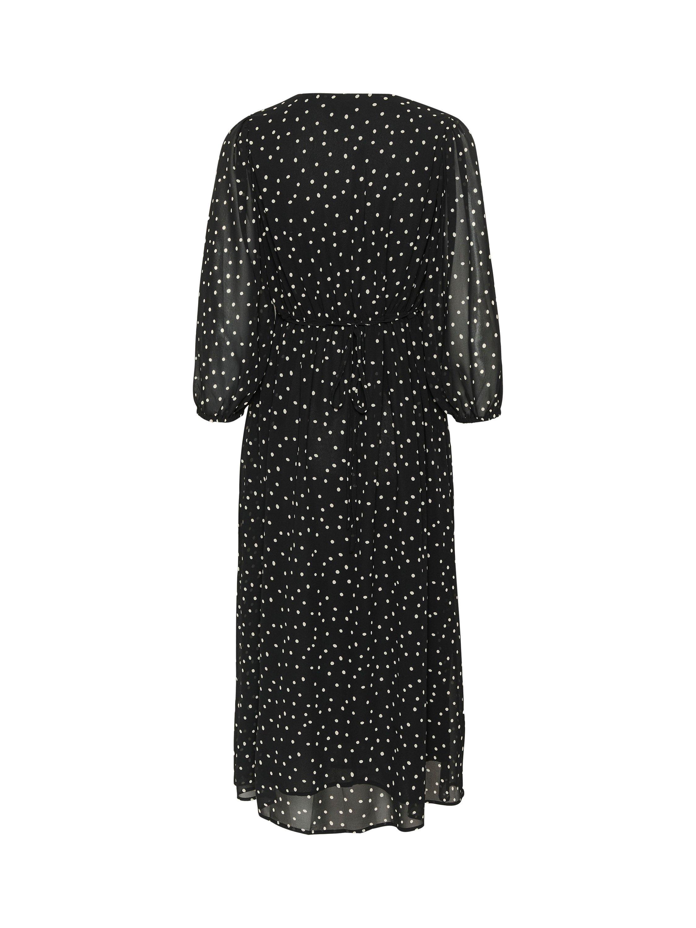 Product image 5 of 5, which shows KAFFE Sally V-Neck Dress, Black/White, 12