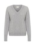 KAFFE KAluna Wool & Cashmere Blend Regular Fit V-Neck Jumper, Grey