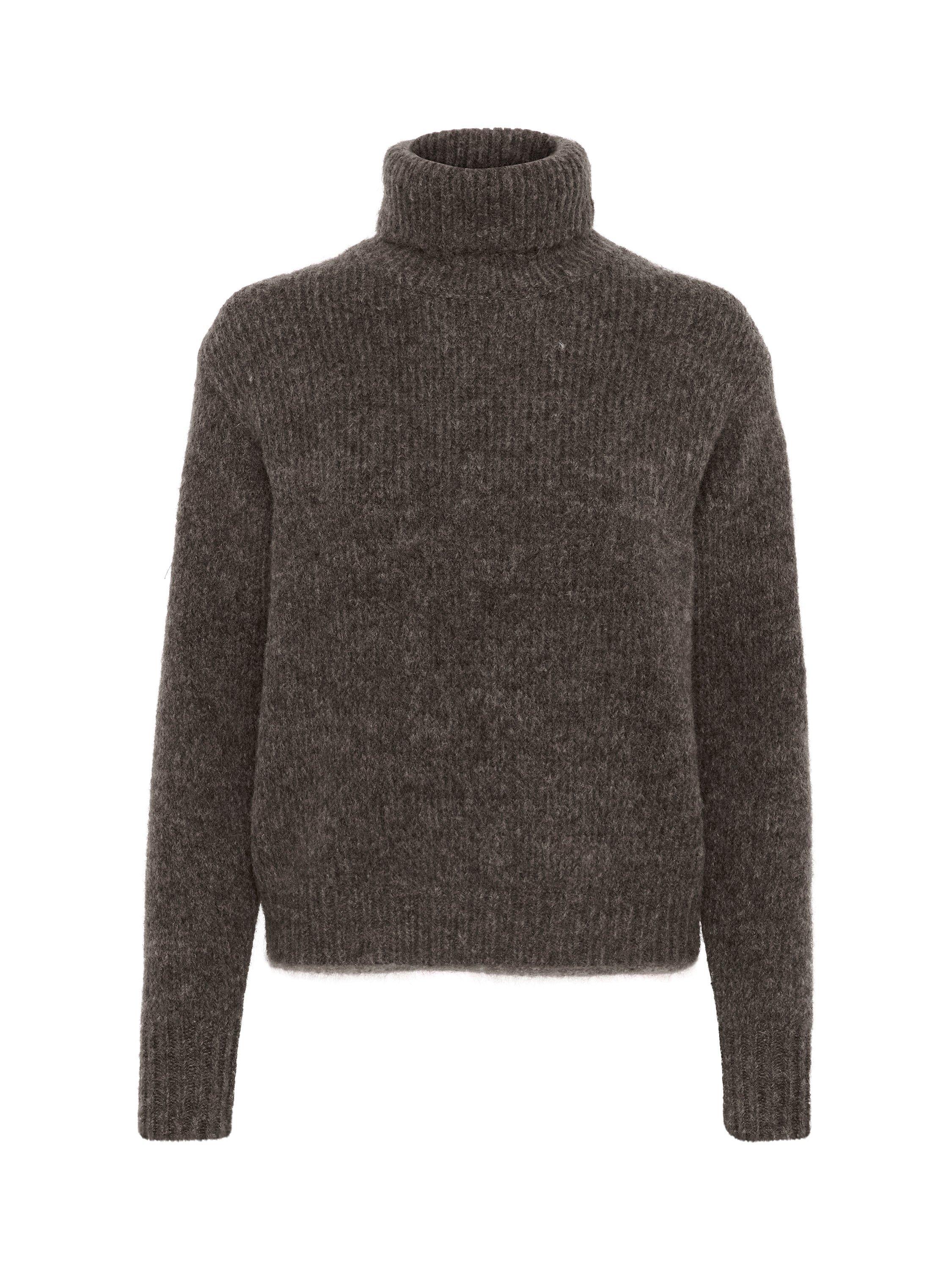 Product image 1 of 2, which shows KAFFE Trina Wool Blend Roll Neck Jumper, Major Brown Melange, XL